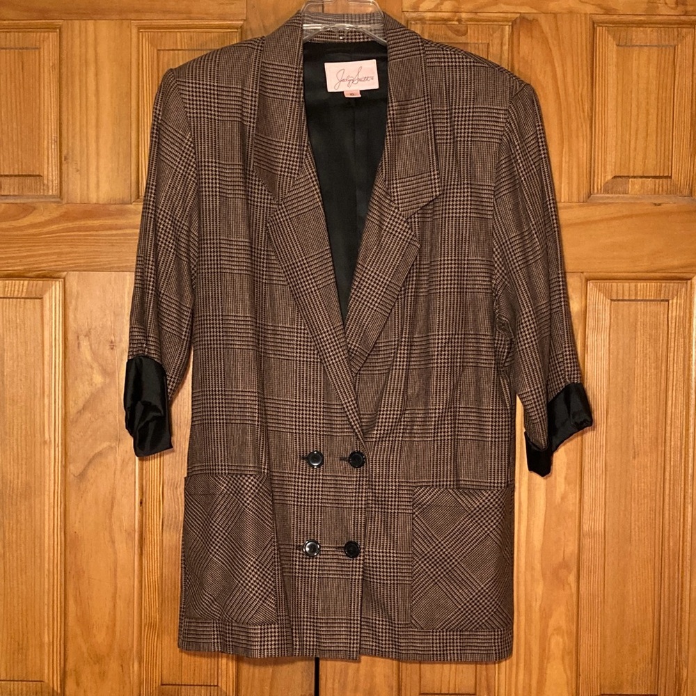 NWOT Jaclyn Smith Vintage 80s Blazer Brown Black Size 10